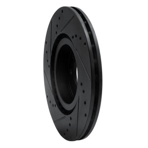 Fiat 500E Brake Rotor (1) - Front Right - R1 Concepts - Drilled & Slotted - Black - `12-`19